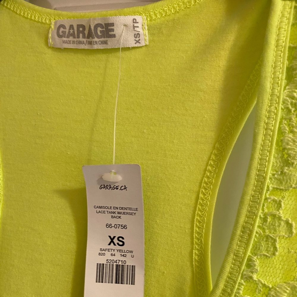 Garage Neon Yellow Lace Razorback Tank - Picture 3 of 7
